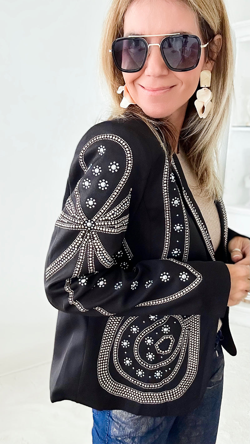 Woman in Gold Embellished Blazer-160 Jackets-LA' ROS-Coastal Bloom Boutique, find the trendiest versions of the popular styles and looks Located in Indialantic, FL