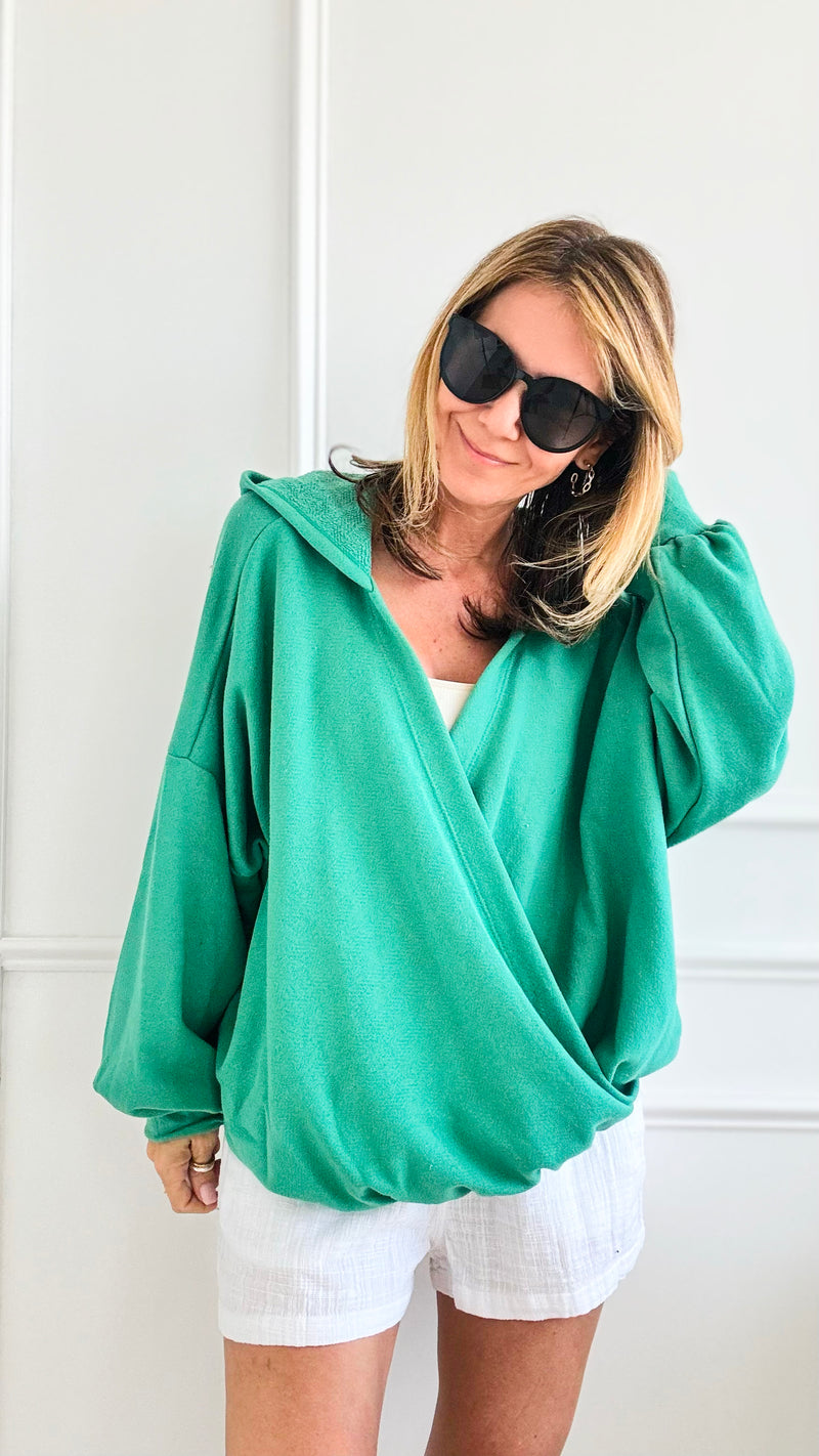 Draped Oversized Hoodie Top-130 Long Sleeve Tops-BucketList-Coastal Bloom Boutique, find the trendiest versions of the popular styles and looks Located in Indialantic, FL