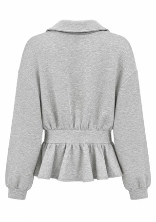 Peplum Zip Jacket - H Grey