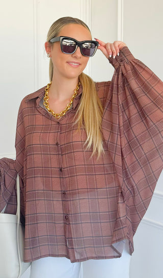 Sunday Plaid Italian Blouse