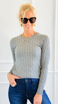 Hailey Knit Pullover Top - Heather Grey-140 Sweaters-Cielo-Coastal Bloom Boutique, find the trendiest versions of the popular styles and looks Located in Indialantic, FL