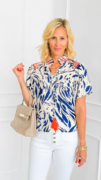 Short Sleeve Smock Peek-a boo-110 Short Sleeve Tops-VOY-Coastal Bloom Boutique, find the trendiest versions of the popular styles and looks Located in Indialantic, FL