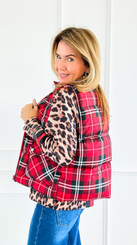 Plaid Printed Padded Vest - Red-150 Cardigans/Layers-Jodifl-Coastal Bloom Boutique, find the trendiest versions of the popular styles and looks Located in Indialantic, FL