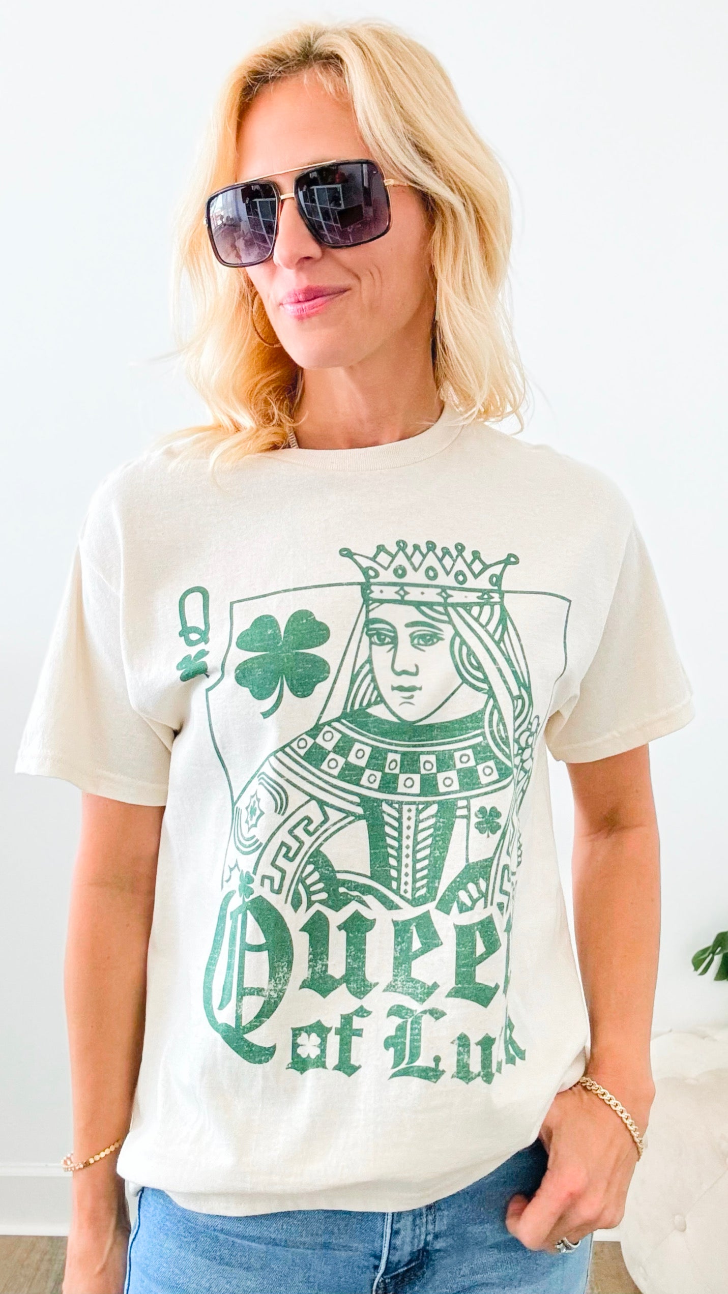 Queen of Luck Graphic Tee Shirt-120 Graphic-WKNDER-Coastal Bloom Boutique, find the trendiest versions of the popular styles and looks Located in Indialantic, FL