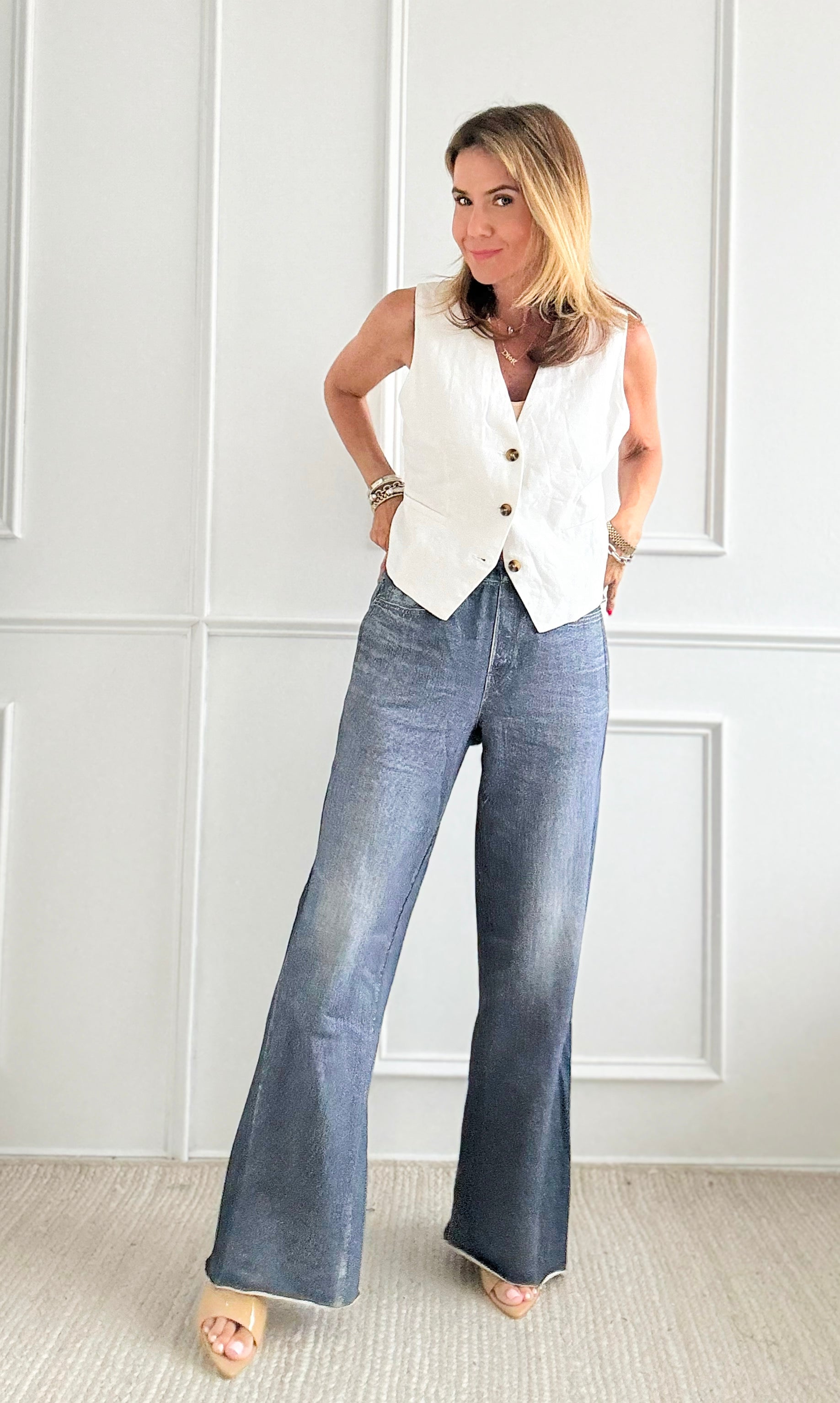 Faux Denim Situation Pant -Dark Denim-170 Bottoms-Elan-Coastal Bloom Boutique, find the trendiest versions of the popular styles and looks Located in Indialantic, FL