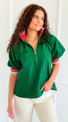 Ivy League Zip Accent Top-110 short Sleeve Top-ENTRO-Coastal Bloom Boutique, find the trendiest versions of the popular styles and looks Located in Indialantic, FL