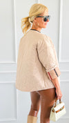 Playful Plaid Quilted Italian Jacket-Tan-160 Jackets-SIERRA S.R.L.-Coastal Bloom Boutique, find the trendiest versions of the popular styles and looks Located in Indialantic, FL