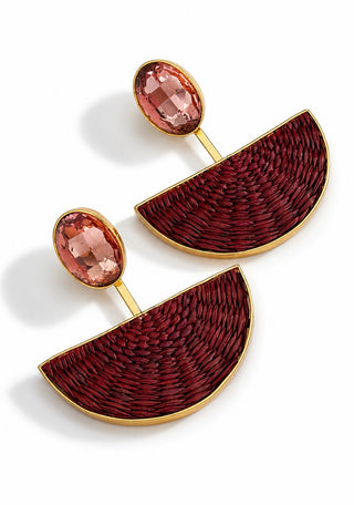 Uptown Resort Raffia Earring - Pink/Wine