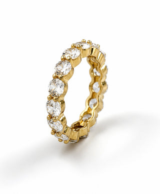PRE ORDER-Sterling Silver Clear CZ Eternity Round Cut 4MM Ring