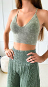 Washed Bra Padded Tank Top - Ash Olive-220 Intimates-Zenana-Coastal Bloom Boutique, find the trendiest versions of the popular styles and looks Located in Indialantic, FL