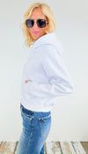 Half Zip Fleece Hoodie- White-140 Sweaters-reflex-Coastal Bloom Boutique, find the trendiest versions of the popular styles and looks Located in Indialantic, FL