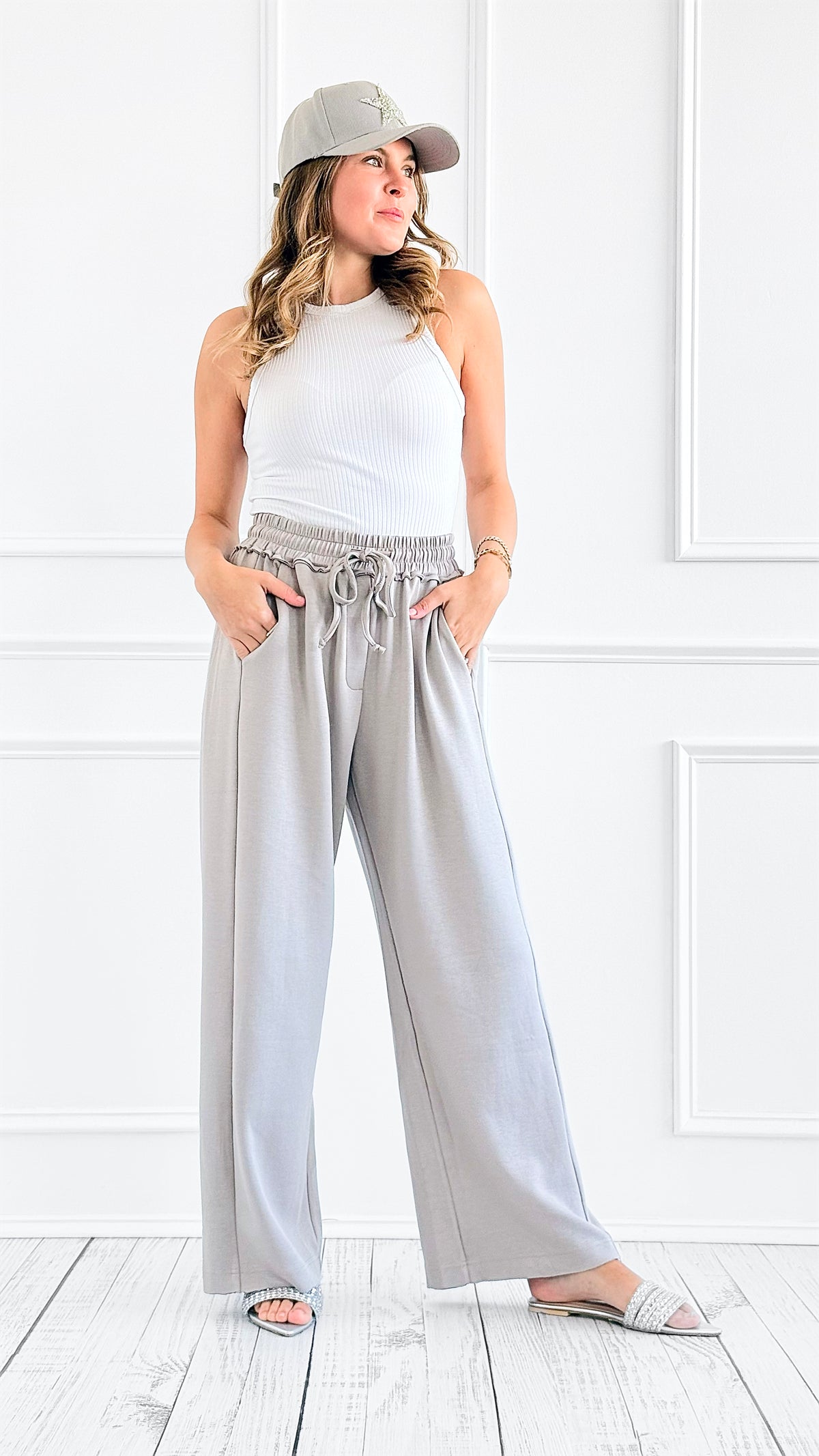 Serenity Wide-Leg Pants-180 Joggers-White Birch-Coastal Bloom Boutique, find the trendiest versions of the popular styles and looks Located in Indialantic, FL