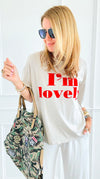 I'm Lovely Italian tee- Beige-110 short Sleeve Top-V SKY-Coastal Bloom Boutique, find the trendiest versions of the popular styles and looks Located in Indialantic, FL