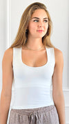 Essential Travel Tank - White-220 Intimates-Zenana-Coastal Bloom Boutique, find the trendiest versions of the popular styles and looks Located in Indialantic, FL