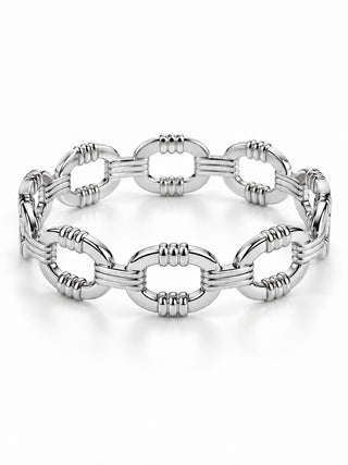 Stainless Steel Sculpted Oval link Bracelet
