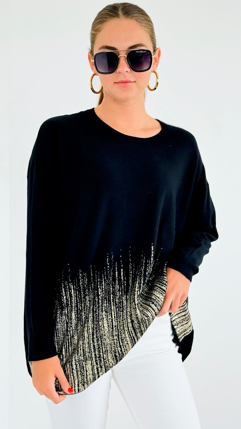 Midpoint Long sleeve Italian Pullover - Black-130 Long Sleeve Tops-Italianissimo-Coastal Bloom Boutique, find the trendiest versions of the popular styles and looks Located in Indialantic, FL