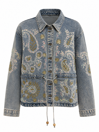 Paisley Embellished Denim Jacket