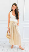 Petal Pleats Wide-Leg Italian Pant-100 Pants-CLEAR S-Coastal Bloom Boutique, find the trendiest versions of the popular styles and looks Located in Indialantic, FL