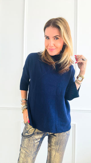 Break Free Italian Sweater Top - Navy-140 Sweaters-Italianissimo-Coastal Bloom Boutique, find the trendiest versions of the popular styles and looks Located in Indialantic, FL