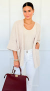 Willow Dusk Chenille Cardigan - Sand Beige-150 Cardigans/Layers-Zenana-Coastal Bloom Boutique, find the trendiest versions of the popular styles and looks Located in Indialantic, FL