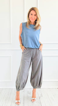 Cancel Plans Cuffed Pants- Cement-170 Bottoms-ODDI-Coastal Bloom Boutique, find the trendiest versions of the popular styles and looks Located in Indialantic, FL
