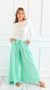 Relaxed Flowy High-Rise Pants - Mint-170 Bottoms/Shorts-POL-Coastal Bloom Boutique, find the trendiest versions of the popular styles and looks Located in Indialantic, FL