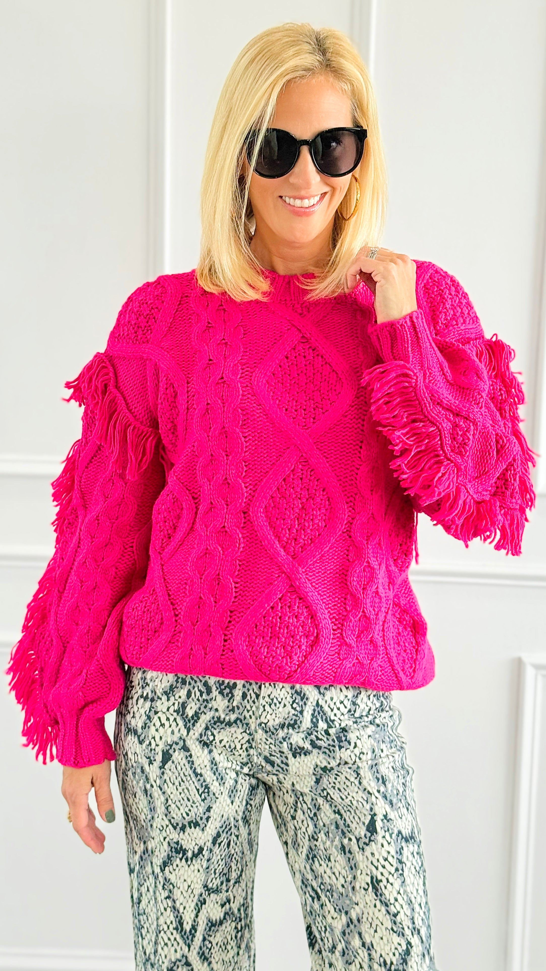 Fringe Dreams Cable Knit Sweater-140 Sweaters-ROUSSEAU-Coastal Bloom Boutique, find the trendiest versions of the popular styles and looks Located in Indialantic, FL