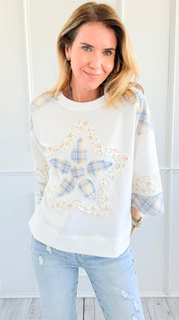 Coastal Star Patch Sweatshirt-110 Long Sleeve Tops-oddi-Coastal Bloom Boutique, find the trendiest versions of the popular styles and looks Located in Indialantic, FL