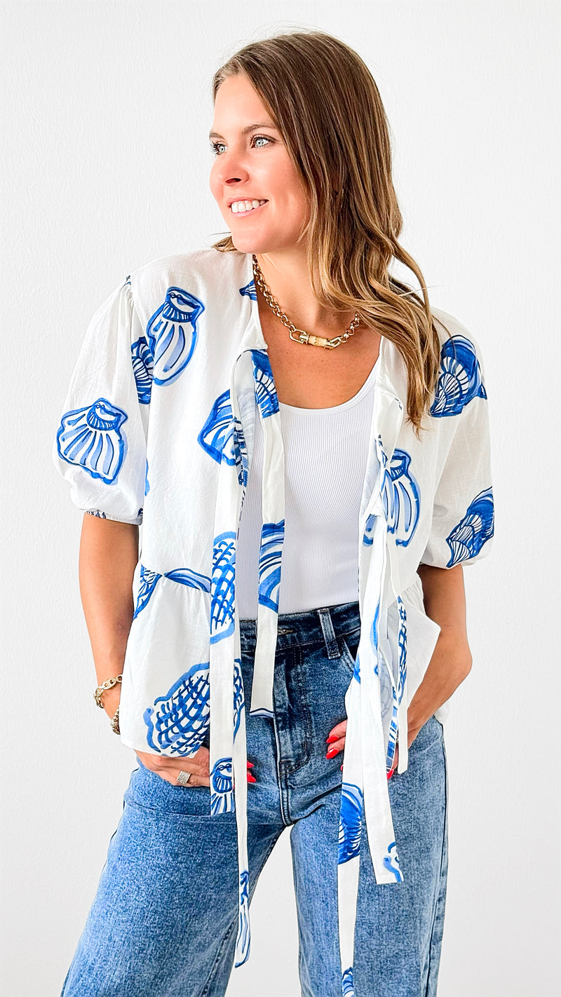 Seashell Elegance Tie Peplum Top-150 Cardigans/Layers-Bailey Rose-Coastal Bloom Boutique, find the trendiest versions of the popular styles and looks Located in Indialantic, FL