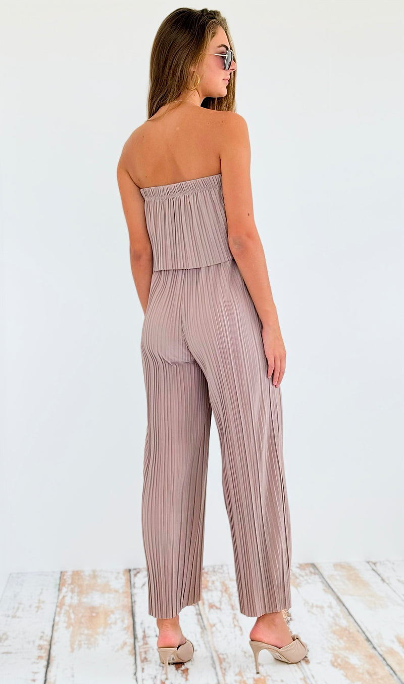 Pleated Strapless Jumpsuit-200 Dresses/Jumpsuits/Rompers-Love Poem-Coastal Bloom Boutique, find the trendiest versions of the popular styles and looks Located in Indialantic, FL