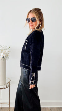 Sophisticated Classic Cropped Coat - Black-160 Jackets-Beulah Style-Coastal Bloom Boutique, find the trendiest versions of the popular styles and looks Located in Indialantic, FL