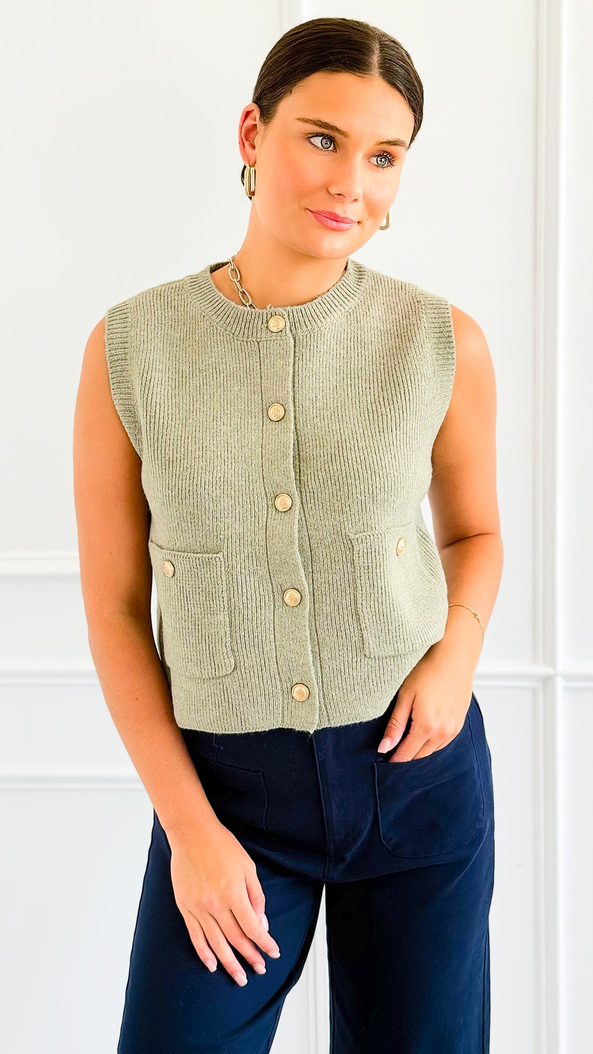 Shielded Charm Sweater Vest- Fern-140 Sweaters-Be Cool-Coastal Bloom Boutique, find the trendiest versions of the popular styles and looks Located in Indialantic, FL
