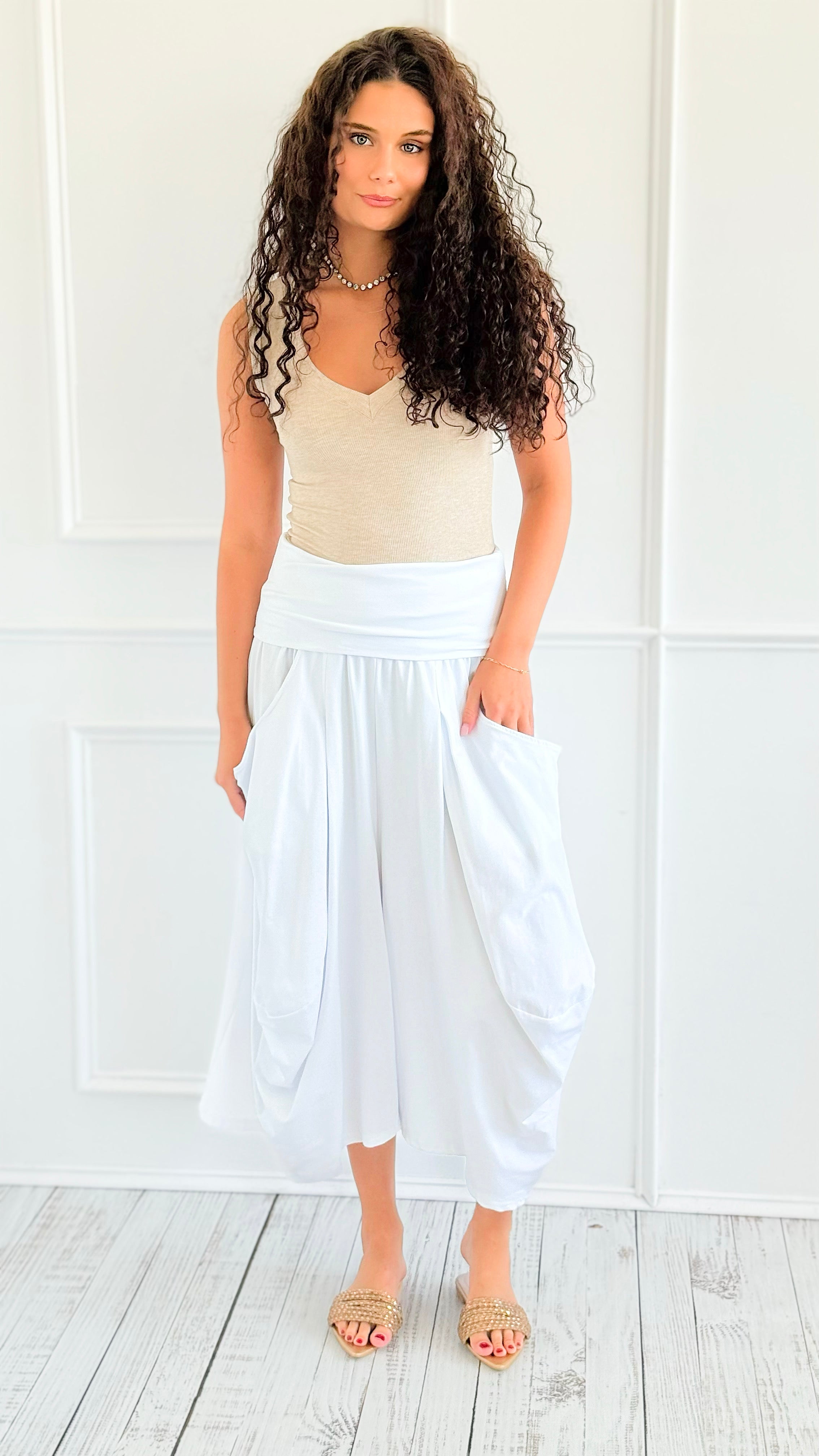 Lounge Nomad Italian Pant- White-100 Pants-CLEAR S/ SENORITA C-Coastal Bloom Boutique, find the trendiest versions of the popular styles and looks Located in Indialantic, FL