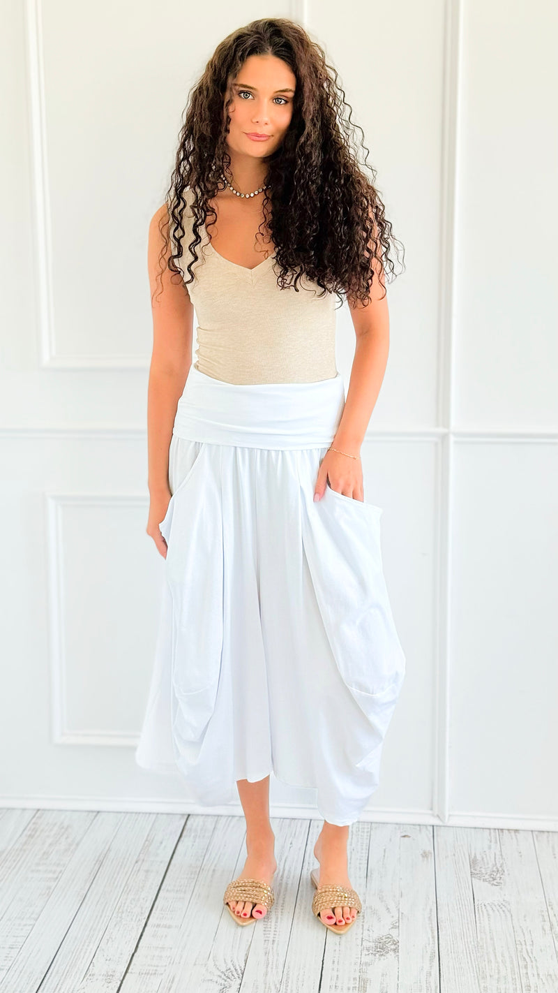 Lounge Nomad Italian Pant- White-100 Pants-CLEAR S/ SENORITA C-Coastal Bloom Boutique, find the trendiest versions of the popular styles and looks Located in Indialantic, FL