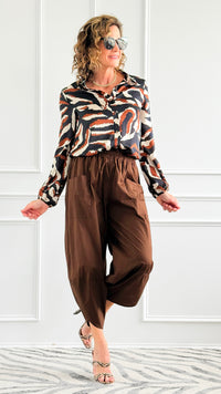 Relax & Go Italian Barrel Pant- Brown-100 Pants-VANESSA-Coastal Bloom Boutique, find the trendiest versions of the popular styles and looks Located in Indialantic, FL
