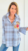Plaid Rodeo Beary Italian Blouse-110 Long Sleeve Tops-TATTOO Z-Coastal Bloom Boutique, find the trendiest versions of the popular styles and looks Located in Indialantic, FL
