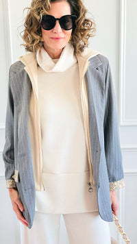 CB CUSTOM - Pinstripe & Prose Italian Blazer-160 Jackets-TATTOO Z-Coastal Bloom Boutique, find the trendiest versions of the popular styles and looks Located in Indialantic, FL