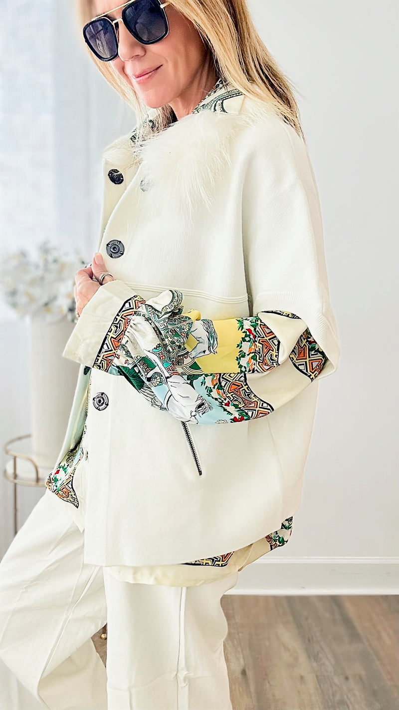 Royal Hunt Fur Collar Jacket - Ivory-150 Cardigan Layers-Dolce Cabo-Coastal Bloom Boutique, find the trendiest versions of the popular styles and looks Located in Indialantic, FL