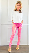 Shine-On Glistening Italian Joggers - Fuchsia/Gold-pants-Italianissimo-Coastal Bloom Boutique, find the trendiest versions of the popular styles and looks Located in Indialantic, FL