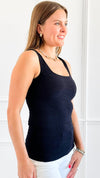 Brazilian Woven Crinkle Cami - Black-220 Intimates-VZ Group-Coastal Bloom Boutique, find the trendiest versions of the popular styles and looks Located in Indialantic, FL