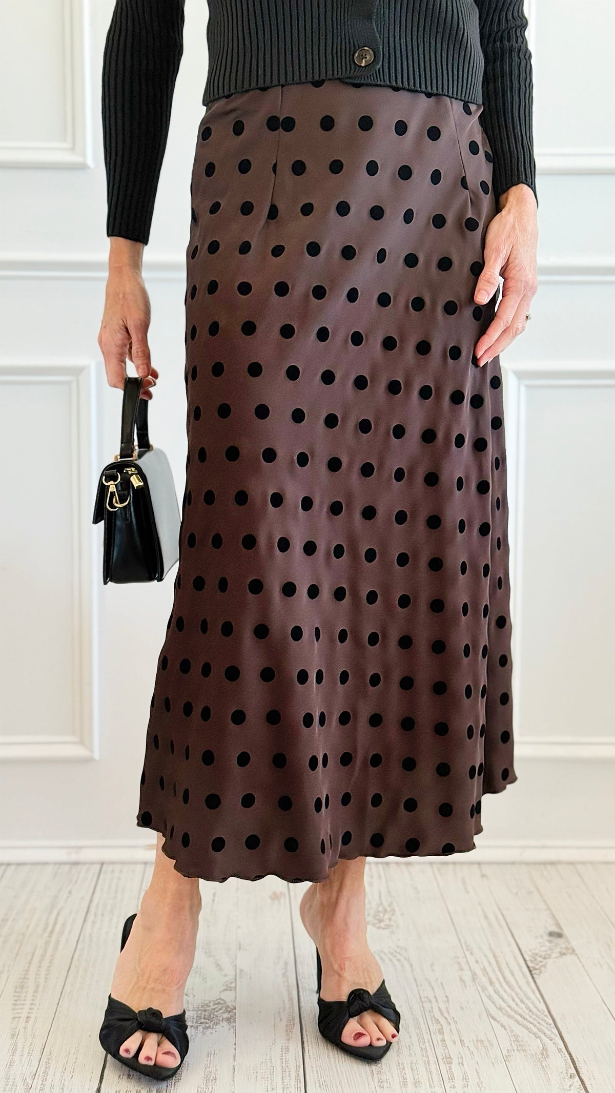 Charmed In Dots Italian Skirt-170 Bottoms-AZUL MONACO-Coastal Bloom Boutique, find the trendiest versions of the popular styles and looks Located in Indialantic, FL