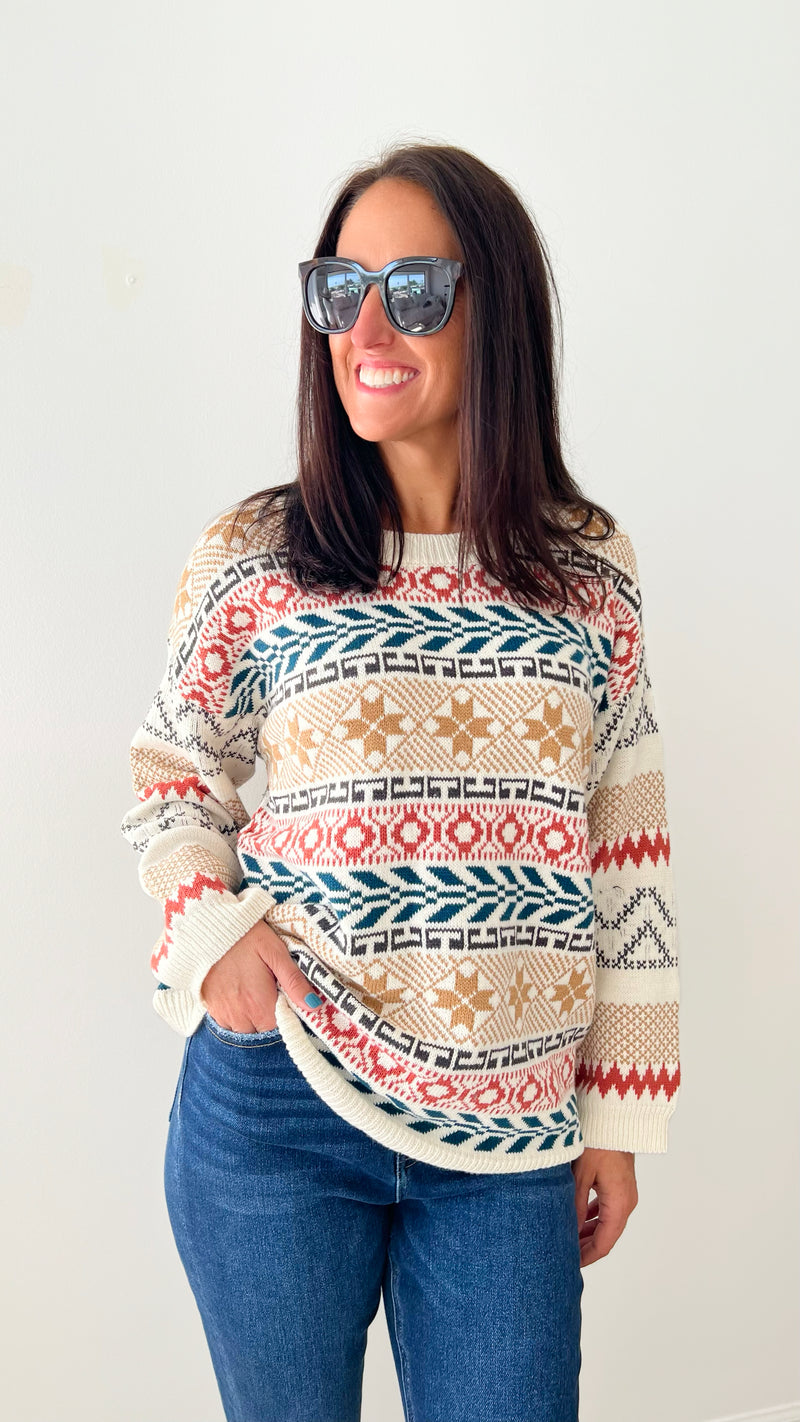Ski Lodge Knit Sweater-140 Sweaters-Gigio-Coastal Bloom Boutique, find the trendiest versions of the popular styles and looks Located in Indialantic, FL