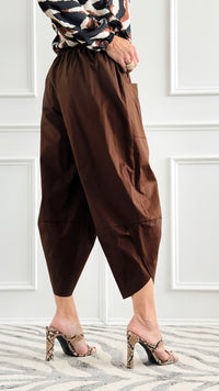 Relax & Go Italian Barrel Pant- Brown-100 Pants-VANESSA-Coastal Bloom Boutique, find the trendiest versions of the popular styles and looks Located in Indialantic, FL