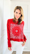 Paisley Print Long Sleeves Top - Rust-130 Long Sleeve Tops-Honestee-Coastal Bloom Boutique, find the trendiest versions of the popular styles and looks Located in Indialantic, FL