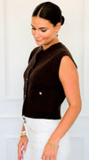 Gallery Walk Button Accent Vest-150 Cardigan Layers-Blu Pepper-Coastal Bloom Boutique, find the trendiest versions of the popular styles and looks Located in Indialantic, FL