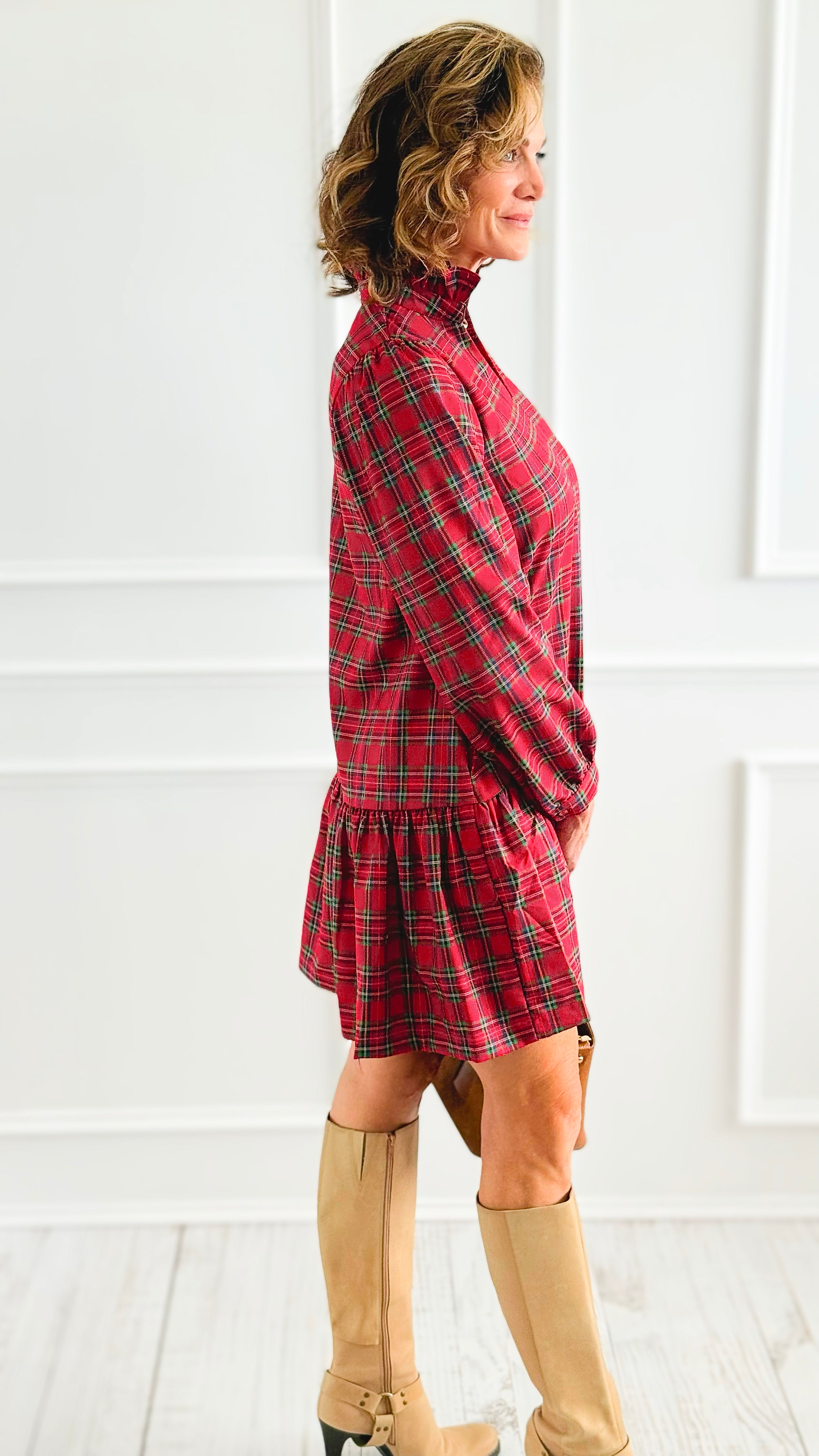 Holiday Charm Plaid Dress-200 Dresses/Jumpsuits/Rompers-JODIFL-Coastal Bloom Boutique, find the trendiest versions of the popular styles and looks Located in Indialantic, FL