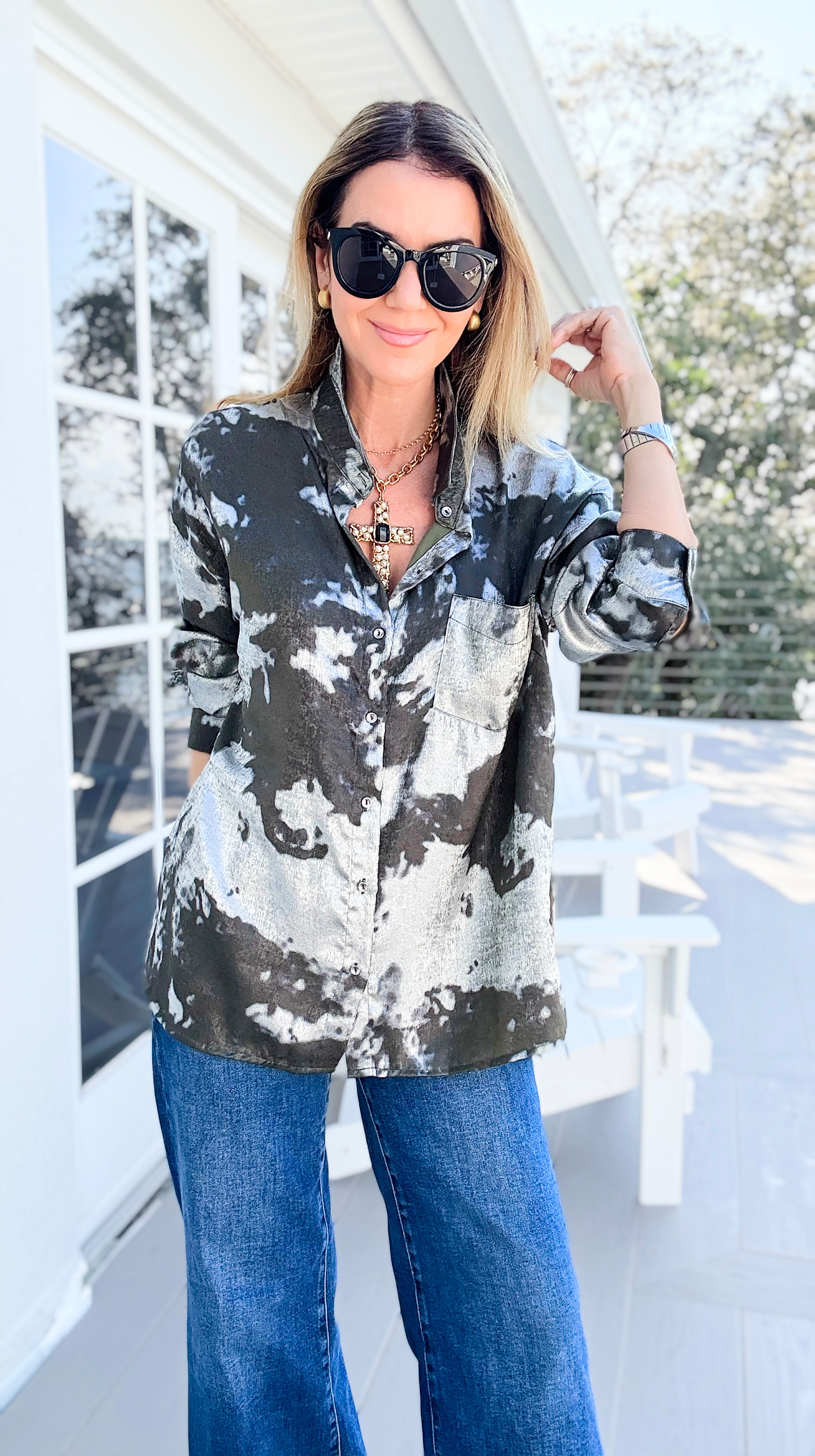 Shine Forward Shirt-110 Long Sleeve Tops-Umgee-Coastal Bloom Boutique, find the trendiest versions of the popular styles and looks Located in Indialantic, FL