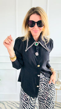 Midnight Spark Blouse-110 Long Sleeve Tops-A. Peach-Coastal Bloom Boutique, find the trendiest versions of the popular styles and looks Located in Indialantic, FL