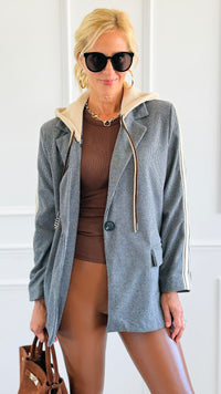Remix Italian Hooded Blazer-Tweed-160 Jackets-TATTOO Z-Coastal Bloom Boutique, find the trendiest versions of the popular styles and looks Located in Indialantic, FL