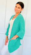 Cuff & Comfort Chenille Cardigan-Emerald Mint-150 Cardigans/Layers-POL-Coastal Bloom Boutique, find the trendiest versions of the popular styles and looks Located in Indialantic, FL